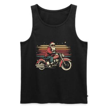 Weihnachtsmann fährt Motorrad - Männer Premium Bio Tank Top - Schwarz - Vorne - Michal (187cm)