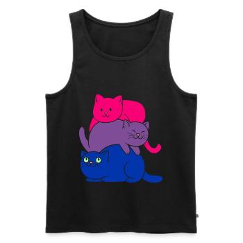 Bisexual Pride Cat Bisexual Cute Cats Pile - Männer Premium Bio Tank Top - Schwarz - Vorne - AI Model Male 178 light (178cm)
