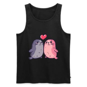 Seal Couple Amour Couple Amoureux - Débardeur bio Premium Homme - noir - Devant - Michal (187cm)