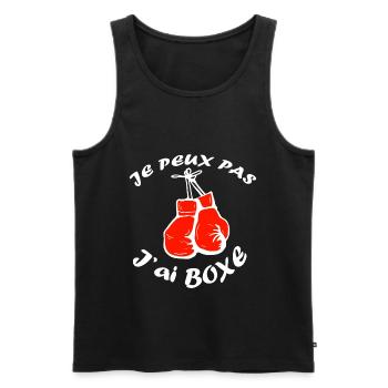je peux pas j'ai BOXE BEST-SELLER 🌟🌟 - Débardeur bio Premium Homme - noir - Devant - Michal (187cm)