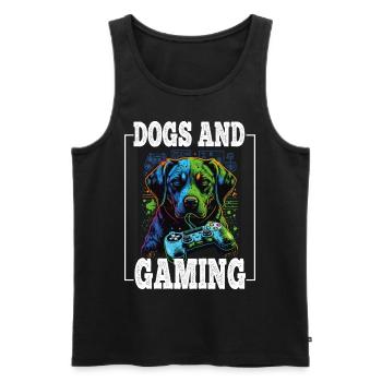 Chiens et jeux Hunde Gamer Controller Zocken - Débardeur bio Premium Homme - noir - Devant - Michal (187cm)