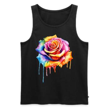 Rose in Regenbogenfarben - Männer Premium Bio Tank Top - Schwarz - Vorne - AI Model Male 178 light (178cm)