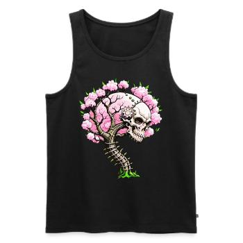 Sakura Skull // Skull Cherry Blossom FS0151 - Men's Premium Organic Tank Top - black - Front - Michal (187cm)