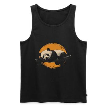 Panda sleeps before sunset vintage - Men's Premium Organic Tank Top - black - Front - AI Model Male 178 light (178cm)
