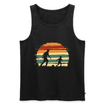Vater und Sohn Fußball vintage - Männer Premium Bio Tank Top - Schwarz - Vorne - Michal (187cm)