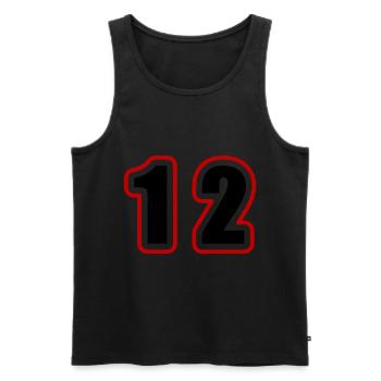 12 Nombre Collège - Débardeur bio Premium Homme - noir - Devant - Michal (187cm)