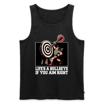 LIFE'S A BULLSEYE IF YOU AIM RIGHT - Men's Premium Organic Tank Top - black - Front - AI Model Male 178 light (178cm)