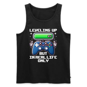 LEVELING UP BUT IN REAL LIFE ONLY - Men's Premium Organic Tank Top - black - Front - AI Model Male 178 light (178cm)