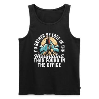 BE LOST IN THE MOUNTAINS THAN FOUND IN THE OFFICE - Men's Premium Organic Tank Top - black - Front - AI Model Male 178 light (178cm)