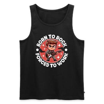 BORN TO ROCK FORCED TO WORK - Men's Premium Organic Tank Top - black - Front - AI Model Male 178 light (178cm)