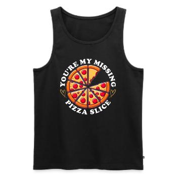 DU BIST MEIN FEHLENDES PIZZASTÜCK - Männer Premium Bio Tank Top - Schwarz - Vorne - AI Model Male 178 light (178cm)