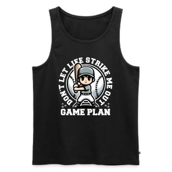 GAME PLAN: DON'T LET LIFE STRIKE ME OUT - Men's Premium Organic Tank Top - black - Front - AI Model Male 178 light (178cm)