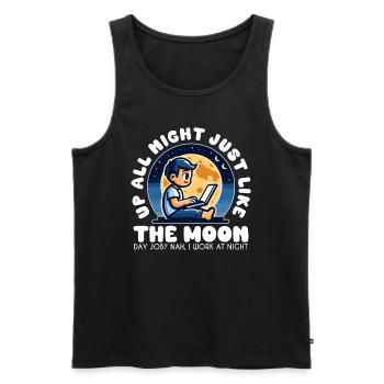 DIE GANZE NACHT WACH WIE DER MOND - Männer Premium Bio Tank Top - Schwarz - Vorne - AI Model Male 178 light (178cm)