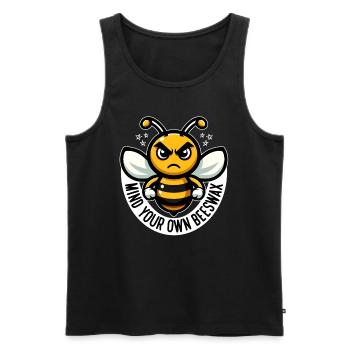 MIND YOUR OWN BEESWAX - Men's Premium Organic Tank Top - black - Front - AI Model Male 178 light (178cm)