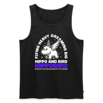FLYING HEAVY DREAMING BIG - HIPPO AND BIRD - Men's Premium Organic Tank Top - black - Front - AI Model Male 178 light (178cm)
