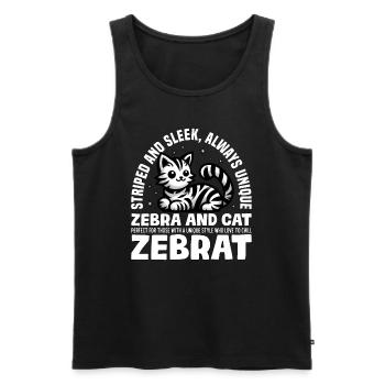 STRIPED AND SLEEK ALWAYS UNIQUE - ZEBRA AND CAT - Men's Premium Organic Tank Top - black - Front - AI Model Male 178 light (178cm)