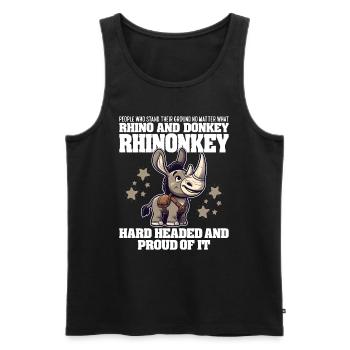 HARD HEADED AND PROUD OF IT - RHINO AND DONKEY - Men's Premium Organic Tank Top - black - Front - AI Model Male 178 light (178cm)