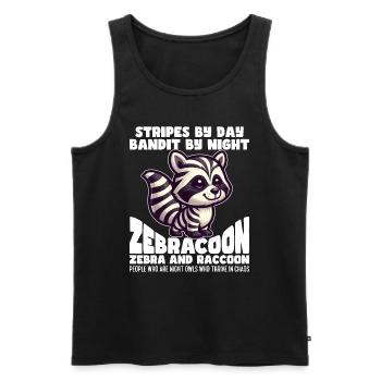STRIPES BY DAY BANDIT BY NIGHT - ZEBRA AND RACOON - Men's Premium Organic Tank Top - black - Front - AI Model Male 178 light (178cm)
