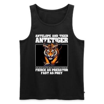 FÉROCE COMME PRÉDATEUR, RAPIDE COMME UNE PROIE - ANTILOPE ET TIGRE - Débardeur bio Premium Homme - noir - Devant - Michal (187cm)