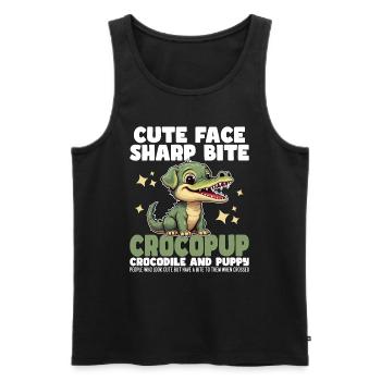 CUTE FACE SHARP BITE - CROCODILE AND PUPPY - Men's Premium Organic Tank Top - black - Front - AI Model Male 178 light (178cm)