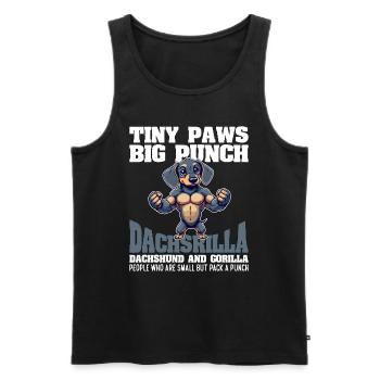 TINY PAWS BIG PUNCH - DACHSHUND AND GORILLA - Men's Premium Organic Tank Top - black - Front - AI Model Male 178 light (178cm)