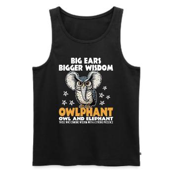 GROSSE OHREN, GRÖSSERE WEISHEIT - EULE UND ELEFANT - Männer Premium Bio Tank Top - Schwarz - Vorne - AI Model Male 178 light (178cm)