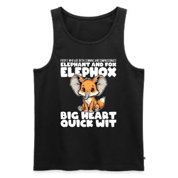 BIG HEART QUICK WIT - ELEPHANT AND FOX - ELEPHOX - Men's Premium Organic Tank Top - black - Front - AI Model Male 178 light (178cm)
