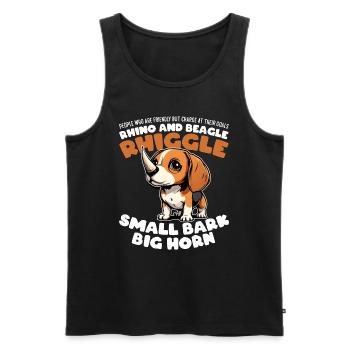 SMALL BARK, BIG HORN - RHINO AND BEAGLE - RHIGGLE - Men's Premium Organic Tank Top - black - Front - AI Model Male 178 light (178cm)