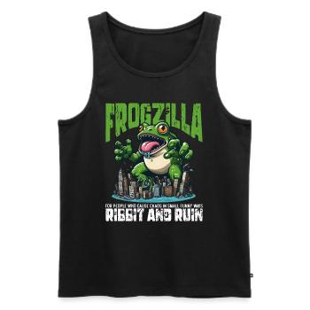 RIBBIT AND RUIN - FROGZILLA - Men's Premium Organic Tank Top - black - Front - AI Model Male 178 light (178cm)