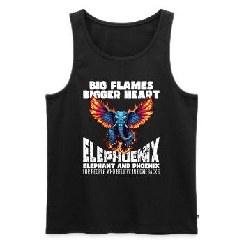 BIG FLAMES, BIGGER HEART - ELEPHOENIX - Men's Premium Organic Tank Top - black - Front - AI Model Male 178 light (178cm)