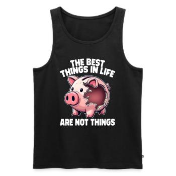 THE BEST THINGS IN LIFE ARE NOT THINGS - Men's Premium Organic Tank Top - black - Front - AI Model Male 178 light (178cm)