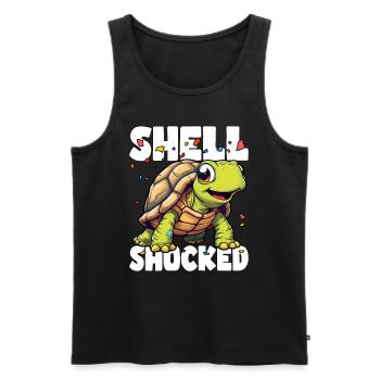 SHELL SCHOCKIERT UND LIEBT ES - Männer Premium Bio Tank Top - Schwarz - Vorne - AI Model Male 178 light (178cm)