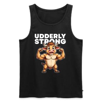 UDDERLY STRONG - Men's Premium Organic Tank Top - black - Front - AI Model Male 178 light (178cm)