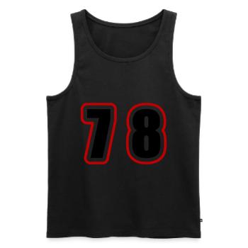 78 Number College - Men's Premium Organic Tank Top - black - Front - AI Model Male 178 light (178cm)