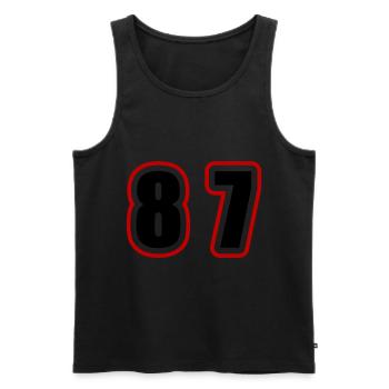87 Nombre Collège - Débardeur bio Premium Homme - noir - Devant - Michal (187cm)
