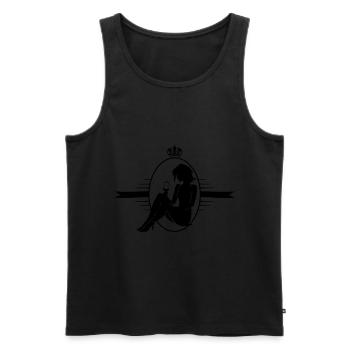 Silhouette de femme célébrant la consommation de bouteille - Débardeur bio Premium Homme - noir - Devant - Michal (187cm)