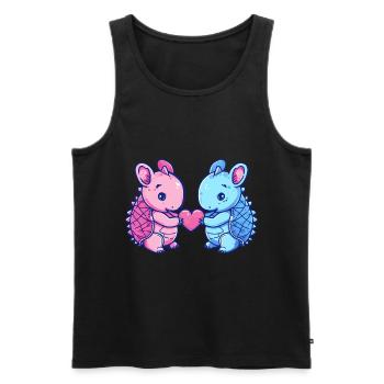 Tatadillo Couple Amour Couple Amoureux - Débardeur bio Premium Homme - noir - Devant - Michal (187cm)