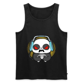 Idée d'anniversaire de Noël de jeu de panda de jeu - Débardeur bio Premium Homme - noir - Devant - Michal (187cm)