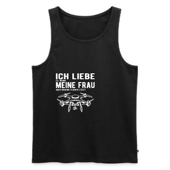 Ich Liebe meine Frau Drohne Fliegen lässt - Männer Premium Bio Tank Top - Schwarz - Vorne - Michal (187cm)
