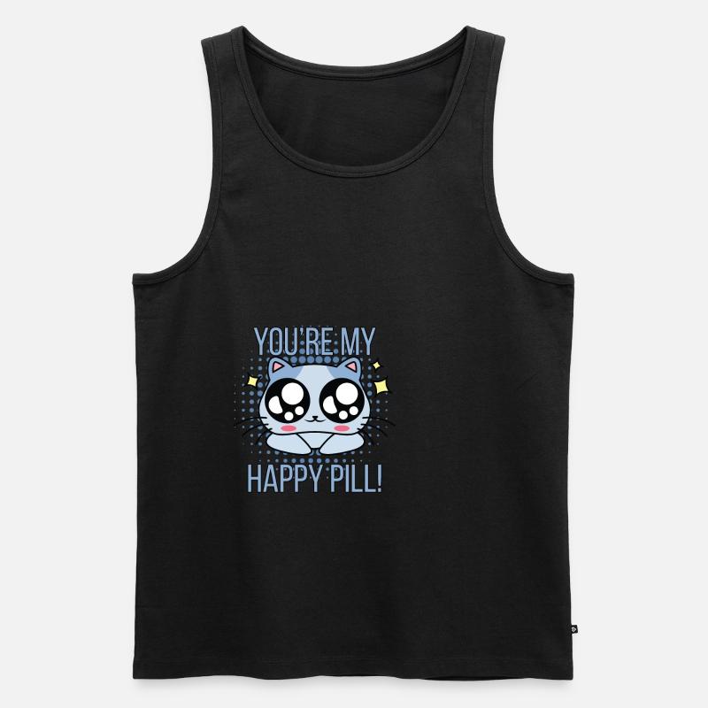 Happy pill glückliche Katze - Männer Premium Bio Tank Top - Schwarz