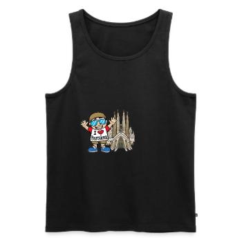 I LOVE BARCELONA Espagne La Sagrada Familia - Débardeur bio Premium Homme - noir - Devant - Michal (187cm)