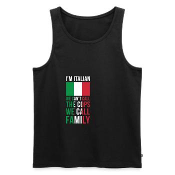 Drapeau Italie Drapeau Drôle Drapeau Mafia Dire Italienne - Débardeur bio Premium Homme - noir - Devant - AI Model Male 178 light (178cm)