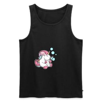 Bulles de savon Licorne soufflant un cadeau d'enfant scintillant - Débardeur bio Premium Homme - noir - Devant - AI Model Male 178 light (178cm)