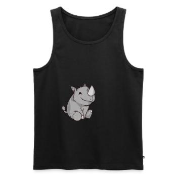 Chibi Comic Rhino Kawaii Cute Gift - Men's Premium Organic Tank Top - black - Front - AI Model Male 178 light (178cm)
