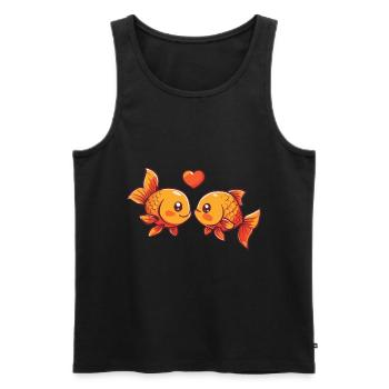 Poisson rouge Couple Amour Couple Amoureux Poissons - Débardeur bio Premium Homme - noir - Devant - Michal (187cm)