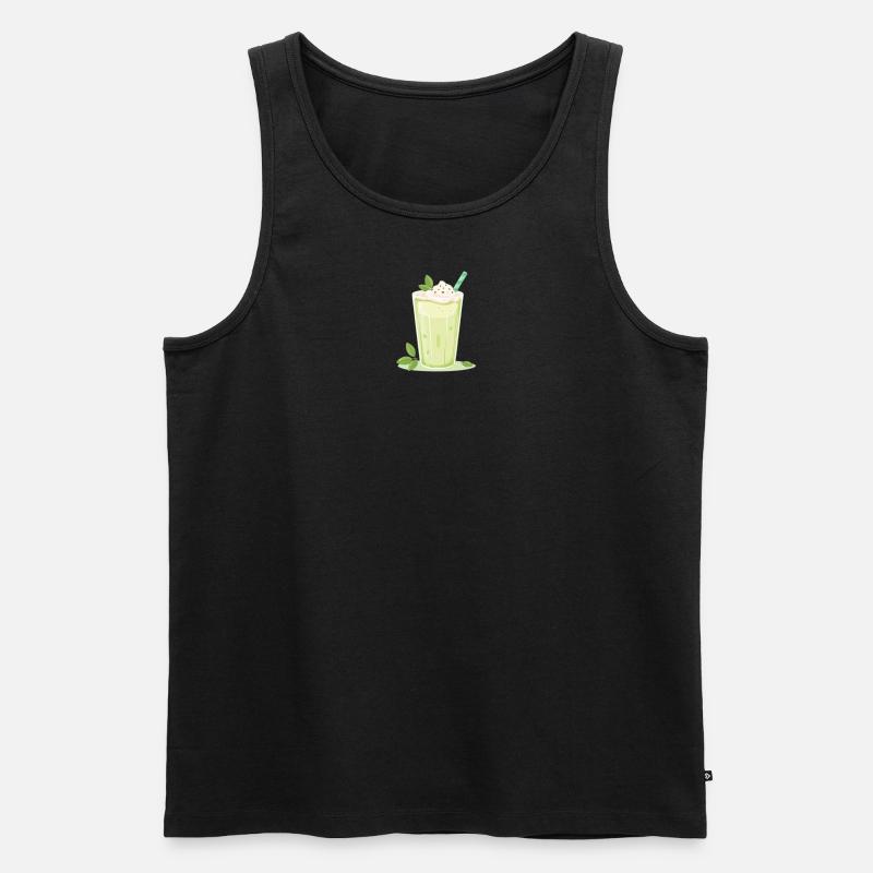 Iced Matcha Latte - Männer Premium Bio Tank Top - Schwarz