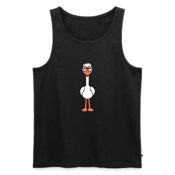 Bird looks funny, annoyed, tired, angry, frustrated - Men's Premium Organic Tank Top - black - Front - AI Model Male 178 light (178cm)
