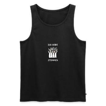J’entends des voix chef de chœur - Débardeur bio Premium Homme - noir - Devant - AI Model Male 178 light (178cm)