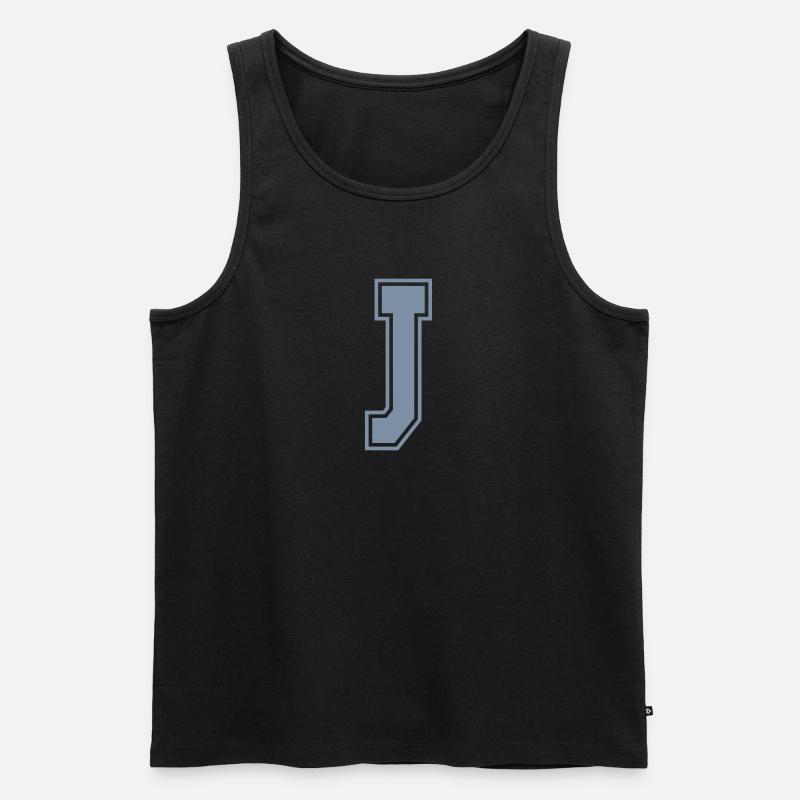 Buchstabe J - Männer Premium Bio Tank Top - Schwarz