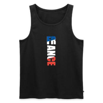 Stylish T-shirt with the flag and name of France - Men's Premium Organic Tank Top - black - Front - Michal (187cm)